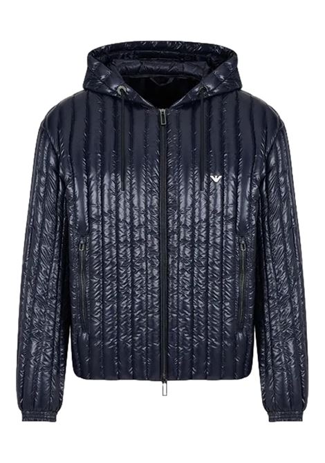 Piumino con cappuccio water repellent in nylon matelassé verticale EMPORIO ARMANI | Giubbotti | 6R1B79 1NKZZ0920